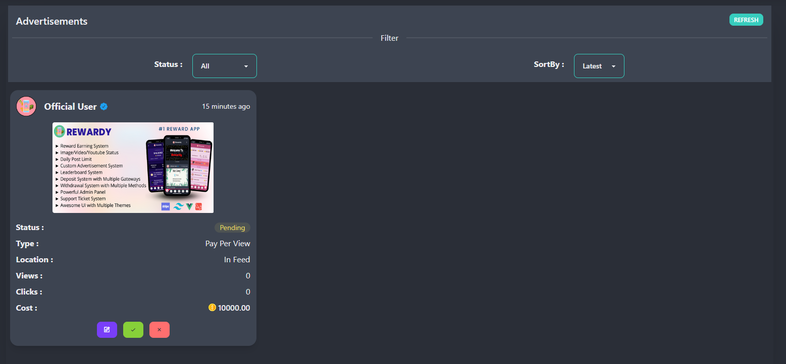 Advertisements Settings