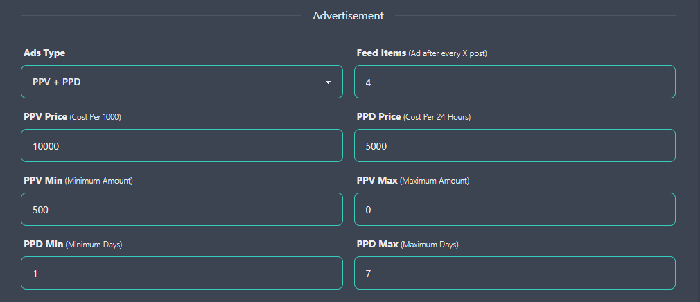 Advertisement Settings