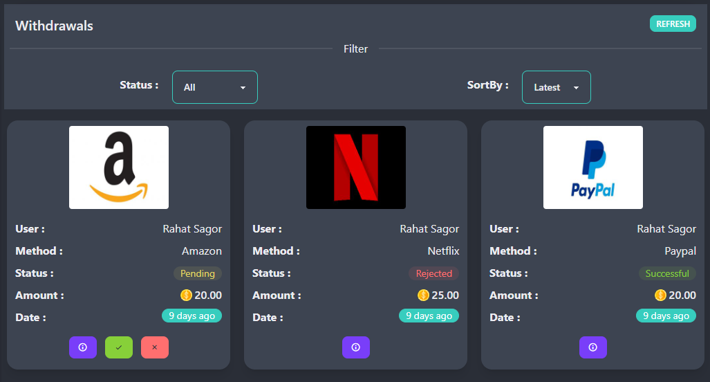 Withdrawals Settings