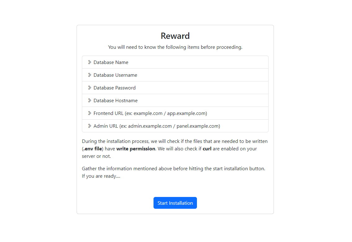 Installation Settings